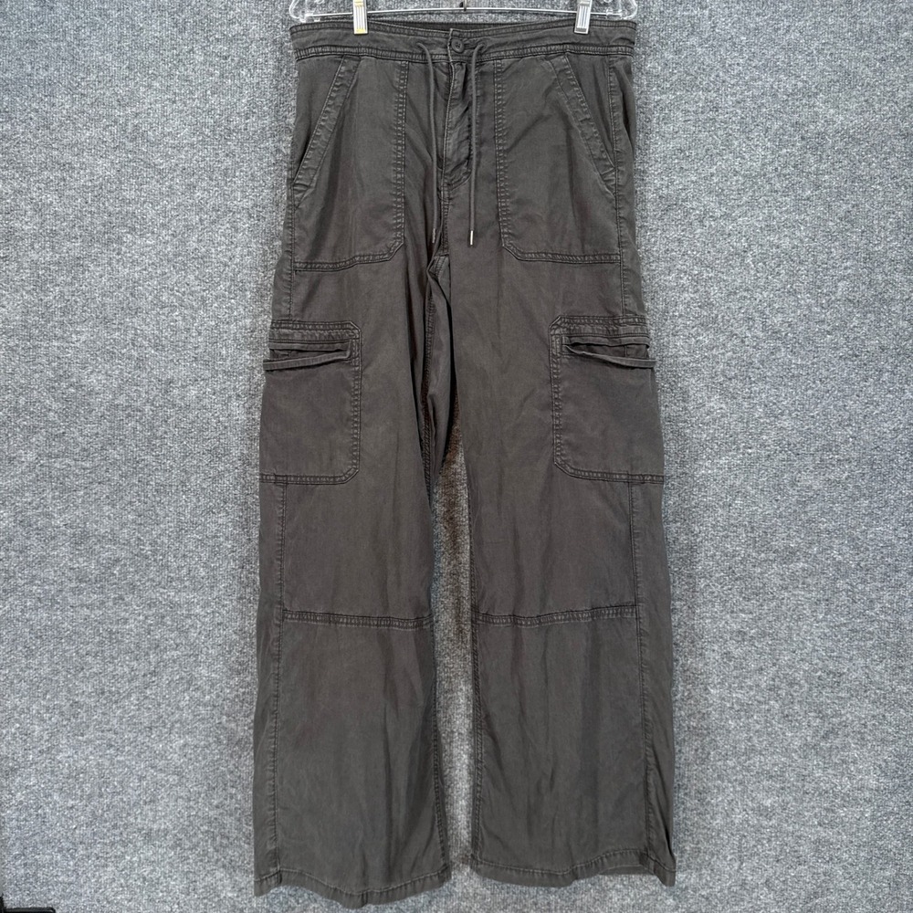 American Eagle Cargo Pants Womens 8 Gray Wide Leg Utility Drawstring Baggy